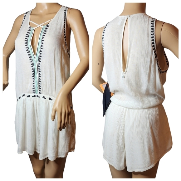 NWT Rip Curl white embroidered romper. - Picture 1 of 16